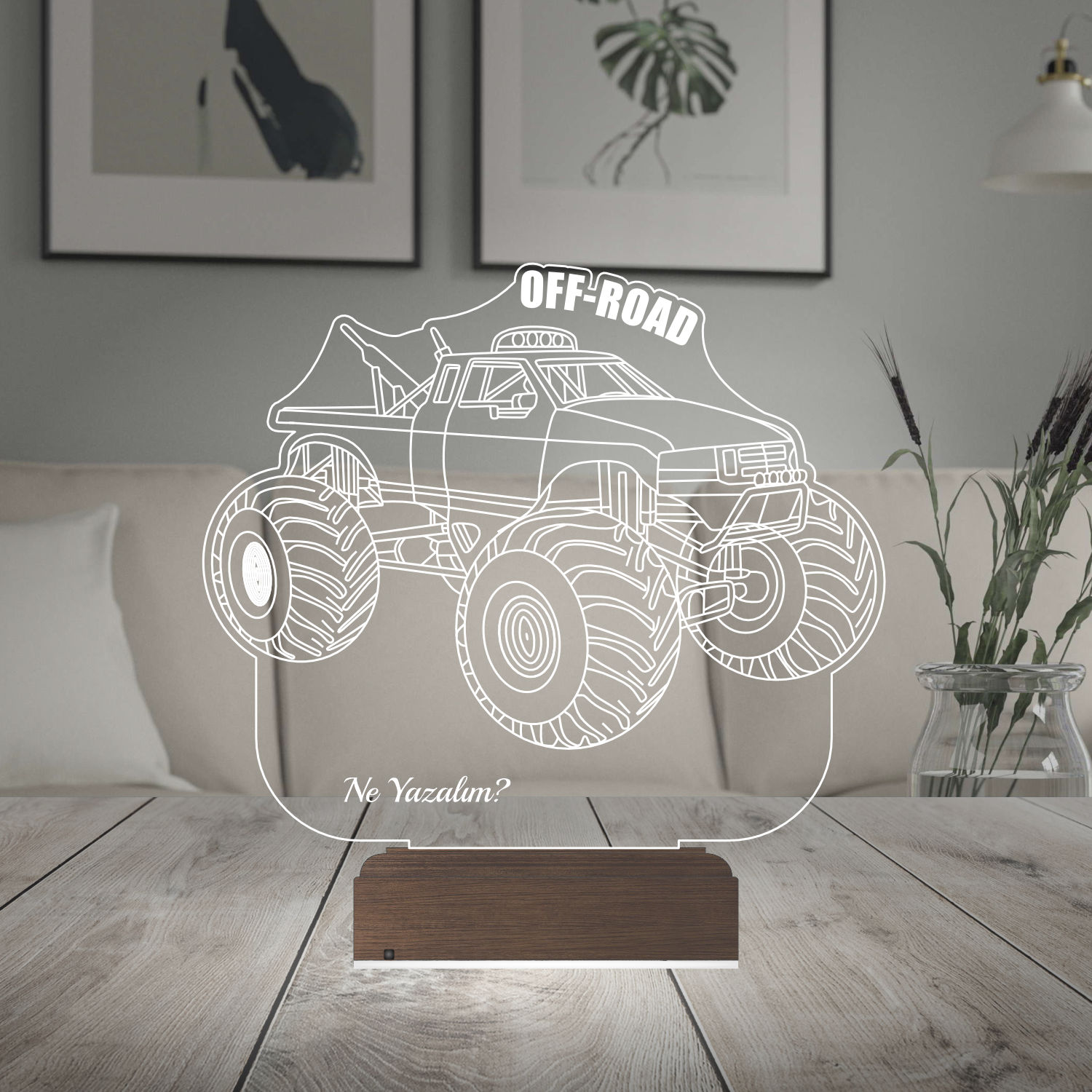 Внедорожник Монстр-трак — 3D LED Ночник | Подарок мальчику