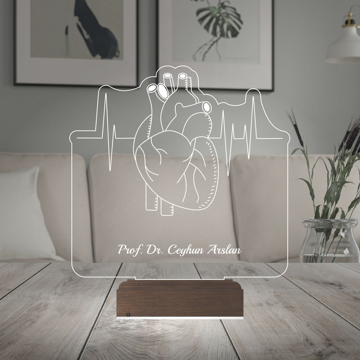 Сердце и кардиограмма — 3D LED Ночник | Подарок врачу