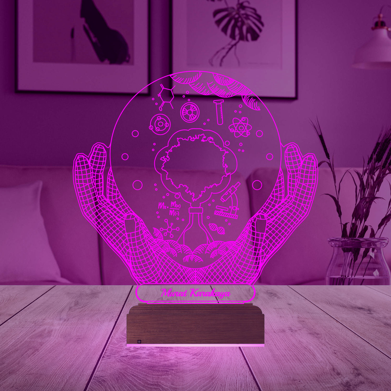 Именной подарок: 3d светильник "Мир химии" 3