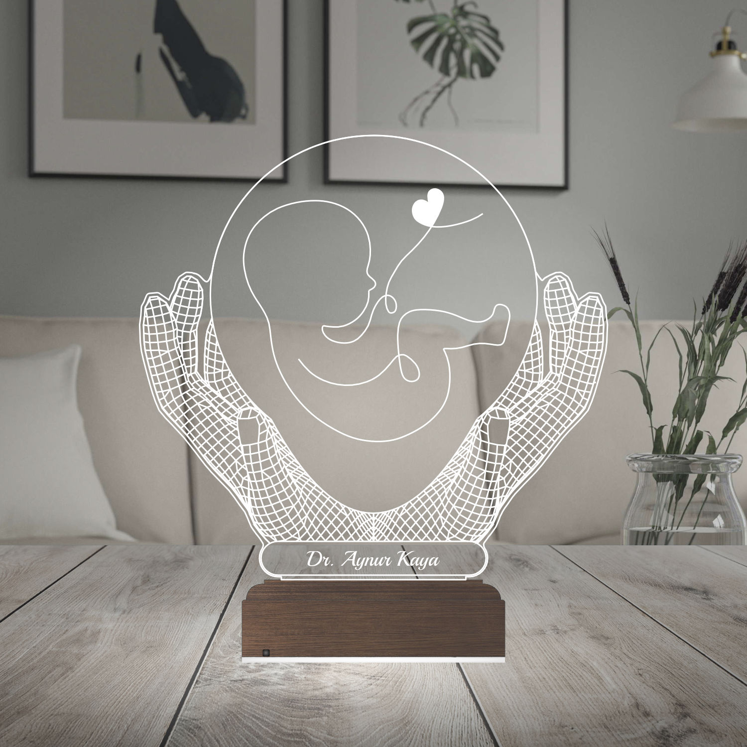 Эмбрион в руках — 3D LED Ночник | Подарок врачу-гинекологу