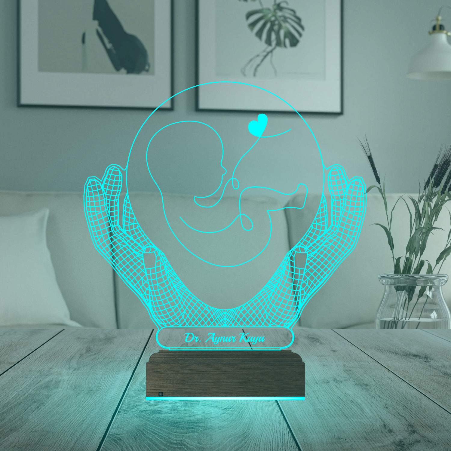 Именной подарок: 3d светильник "Чудо жизни" (Гинеколог) 2