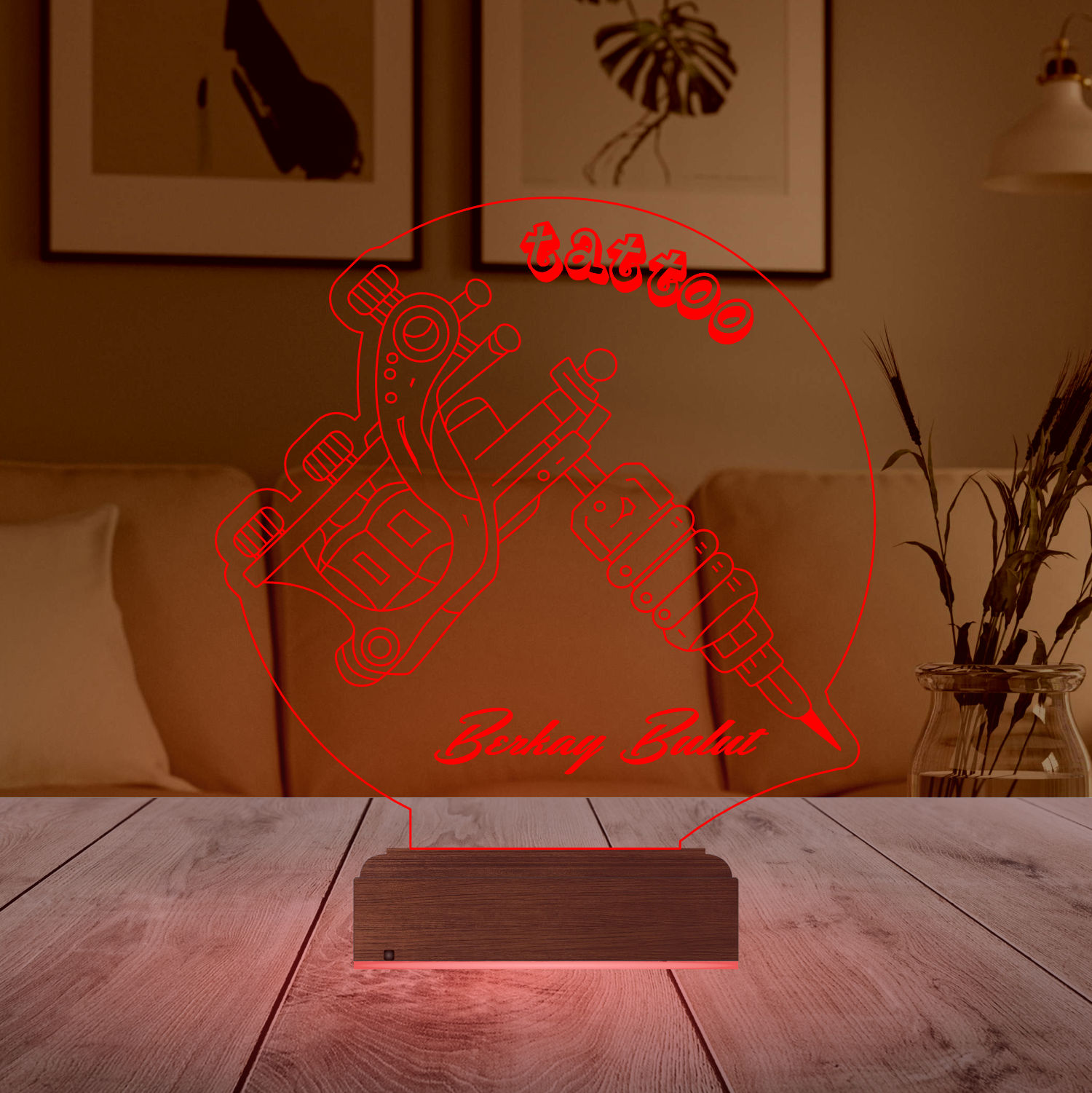 Именной подарок: 3d светильник "Тату-машинка" 4