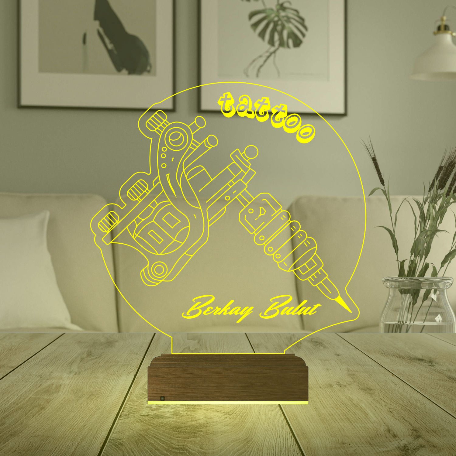 Именной подарок: 3d светильник "Тату-машинка" 5