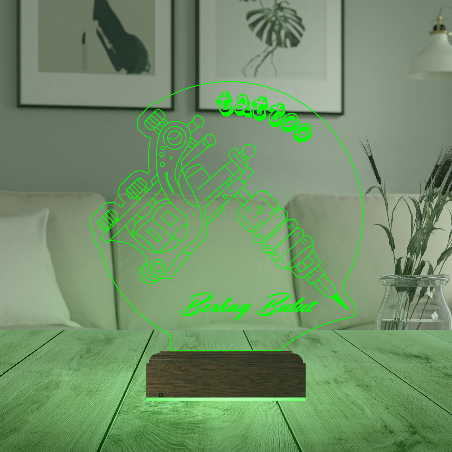 Именной подарок: 3d светильник "Тату-машинка" 6