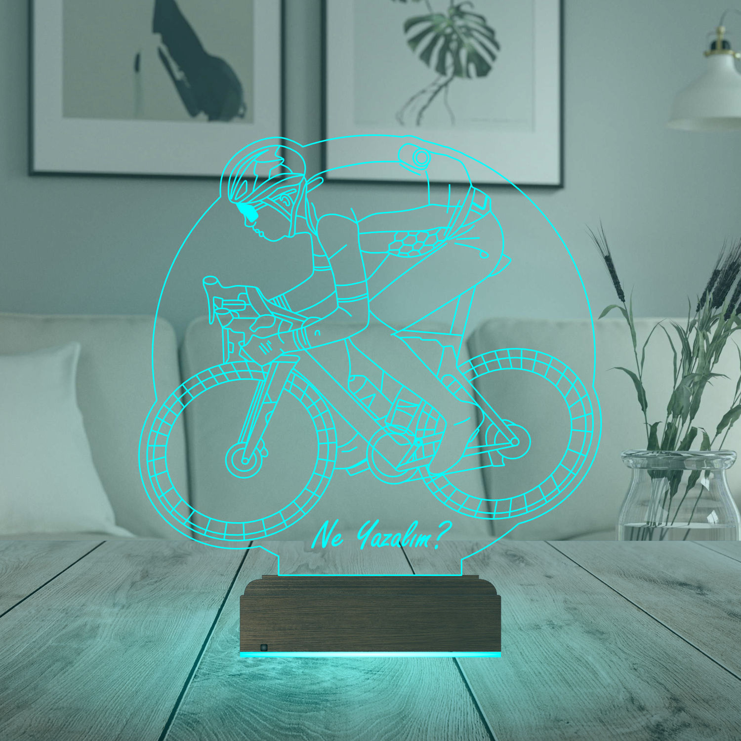 Именной подарок: 3d светильник "Велосипедист" 2