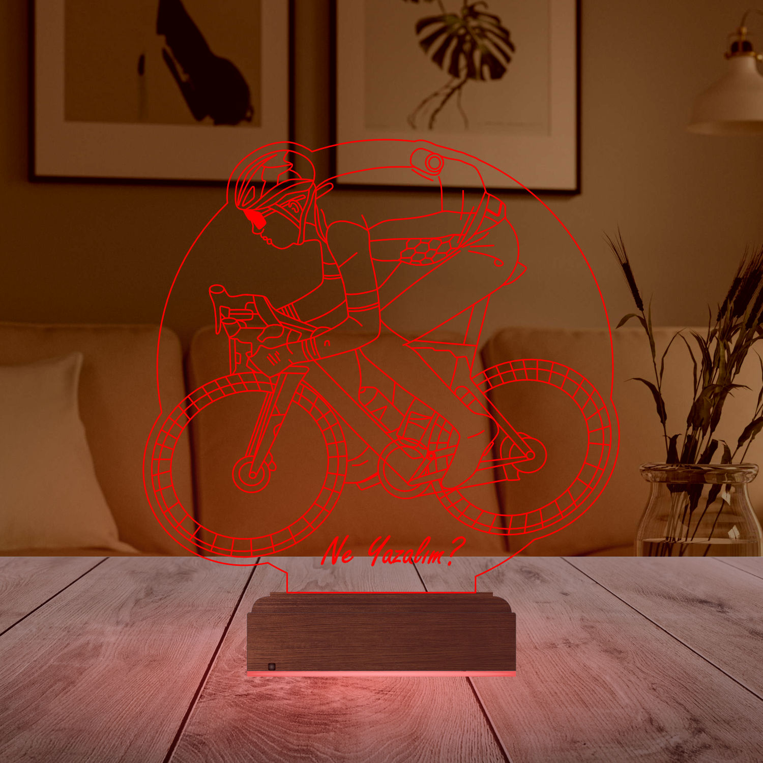 Именной подарок: 3d светильник "Велосипедист" 4