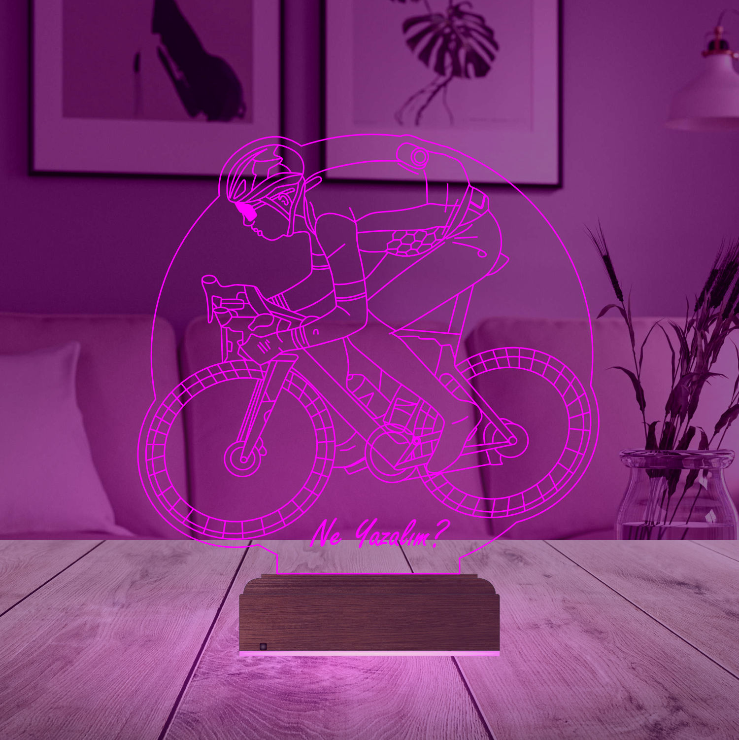 Именной подарок: 3d светильник "Велосипедист" 3