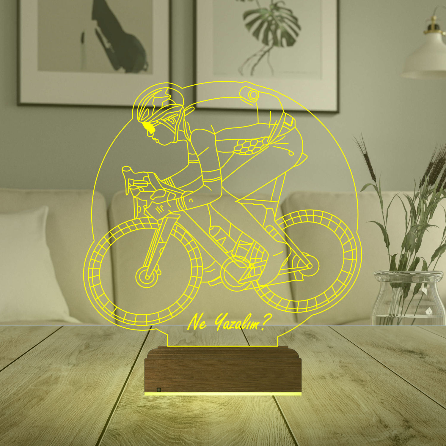 Именной подарок: 3d светильник "Велосипедист" 5