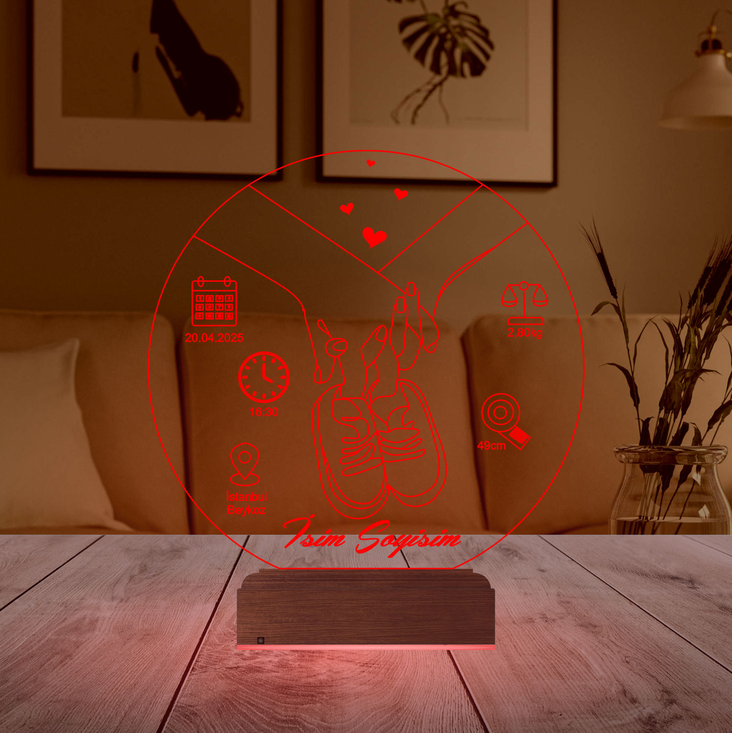 Именной подарок: 3d светильник-метрика "Первые шаги" 4