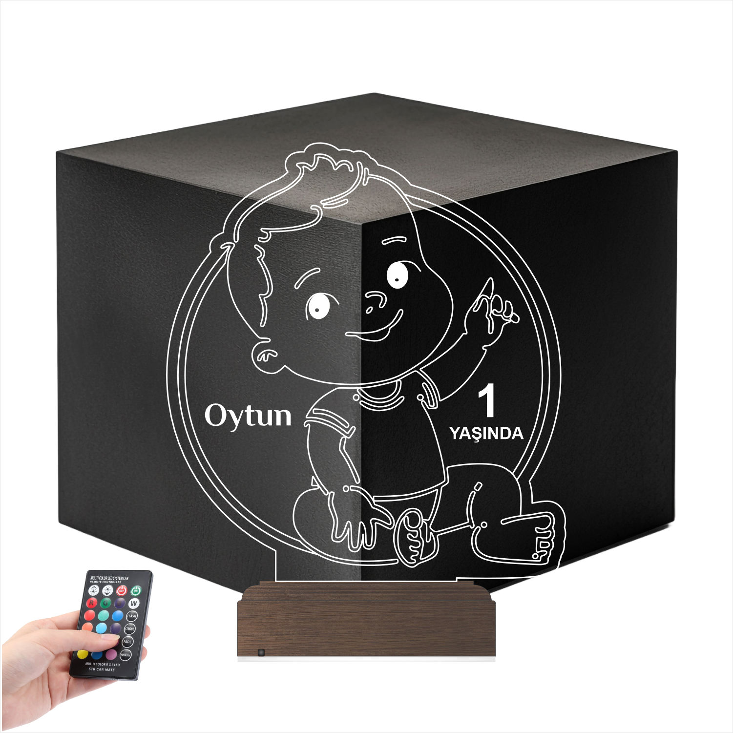 Малыш Ойтун 1 год — 3D LED Ночник | Подарок на день рождения