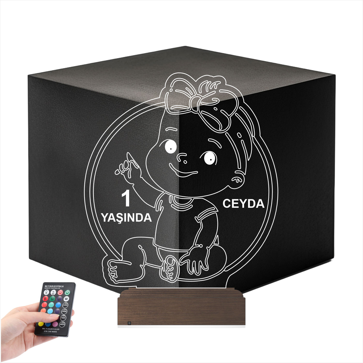 Девочка на 1 год — 3D LED Ночник | Подарок на день рождения