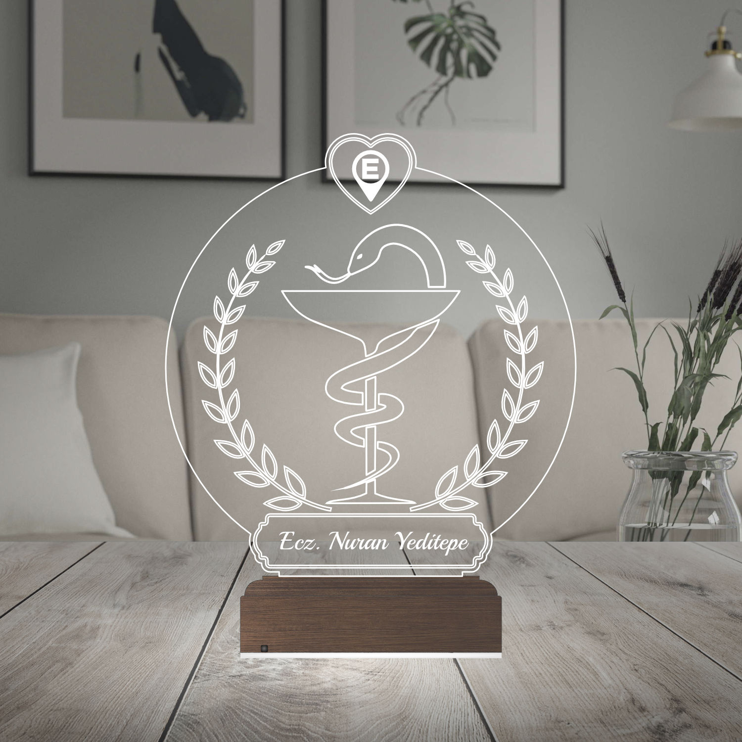 Чаша Гигеи — 3D LED Ночник | Подарок фармацевту или врачу