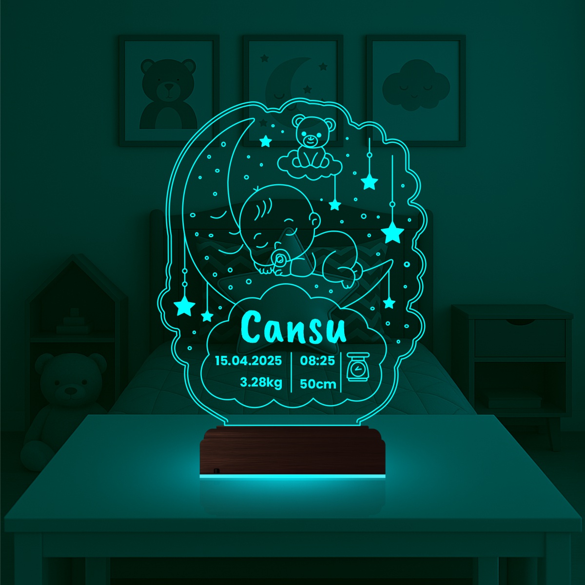 Метрика Младенец — 3D LED Ночник | Подарок на рождение
