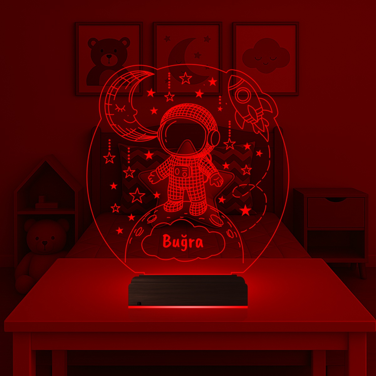 Именной подарок: 3d светильник "Маленький астронавт" 4