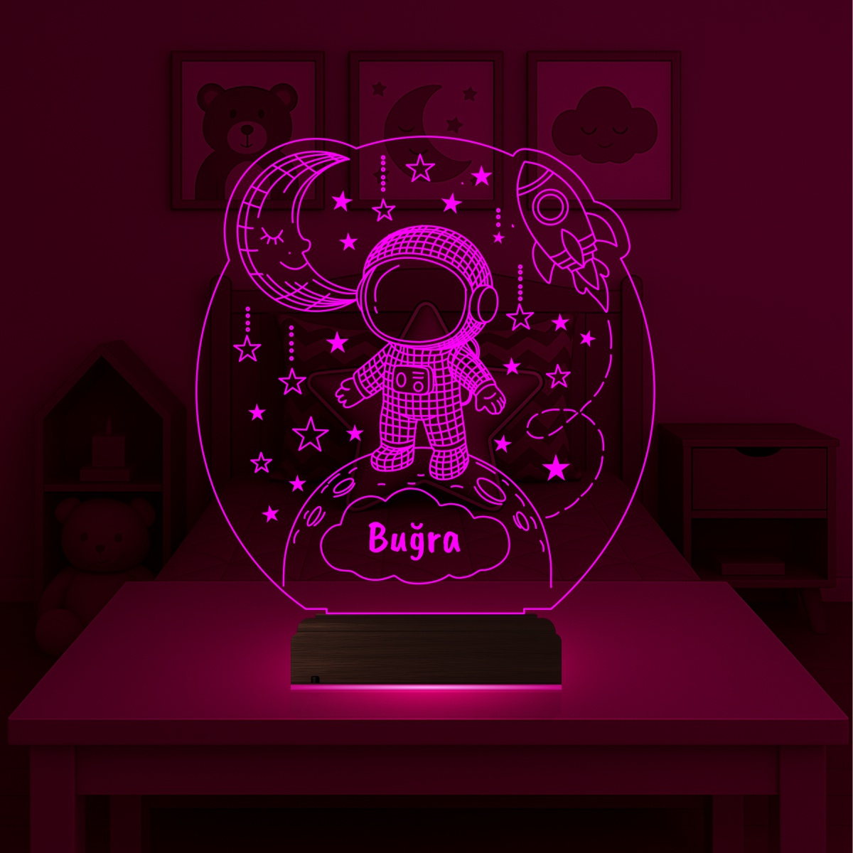 Именной подарок: 3d светильник "Маленький астронавт" 3