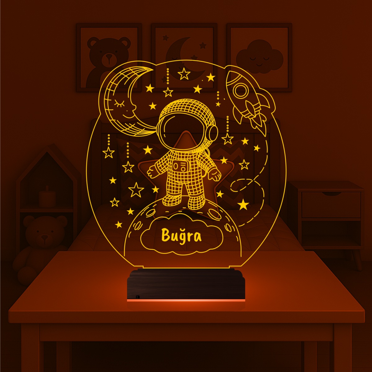 Именной подарок: 3d светильник "Маленький астронавт" 6