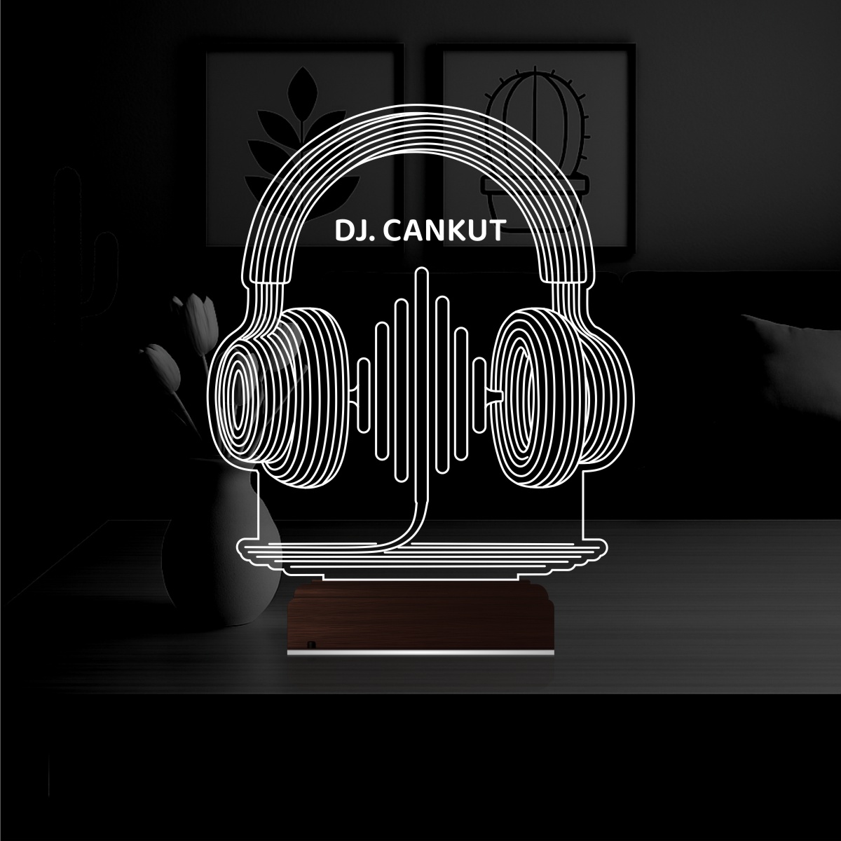 Наушники DJ — 3D LED Ночник | Именной подарок музыканту