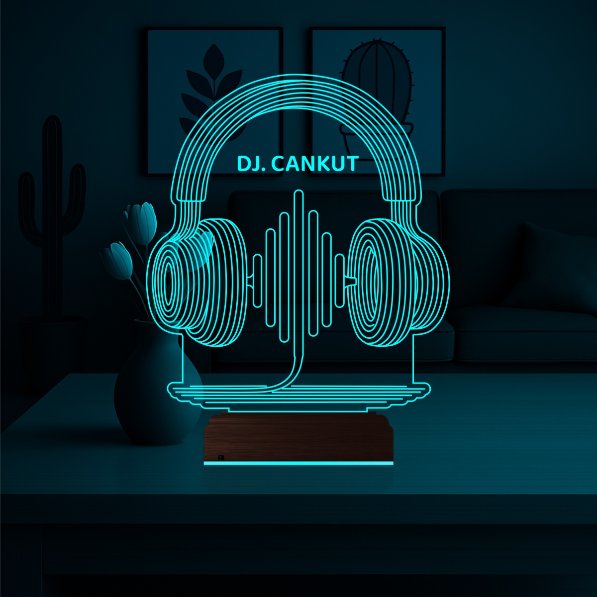 Наушники DJ — 3D LED Ночник | Именной подарок музыканту