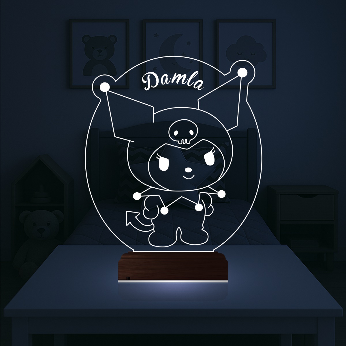 Куроми с именем — 3D LED Ночник | Подарок девочке