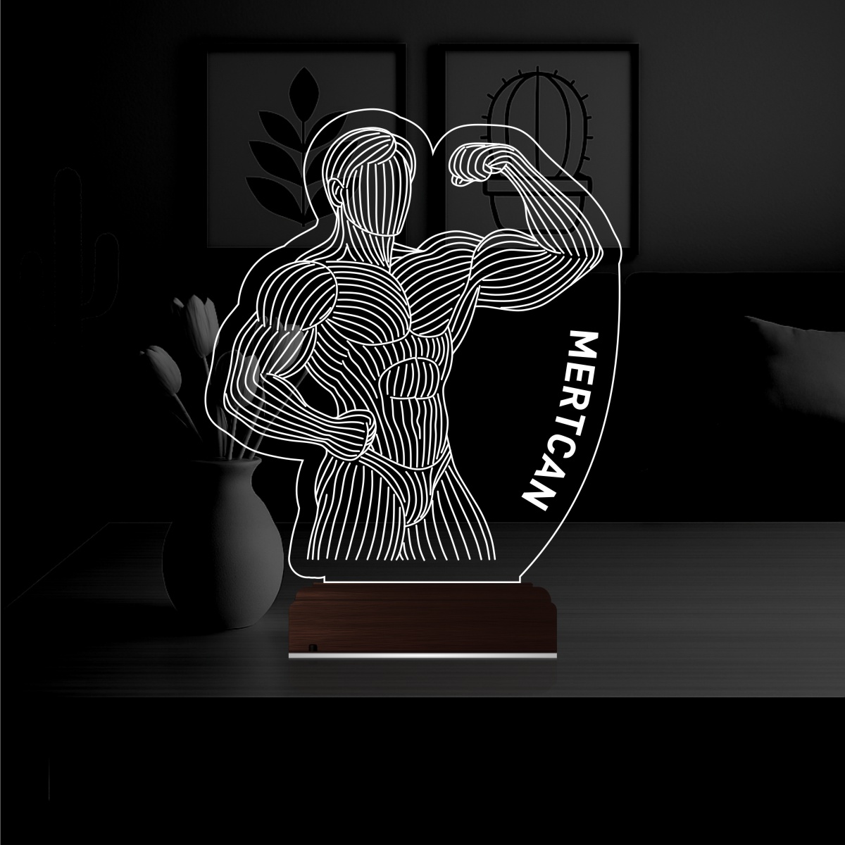 Бодибилдер — 3D LED Ночник | Именной подарок мужчине