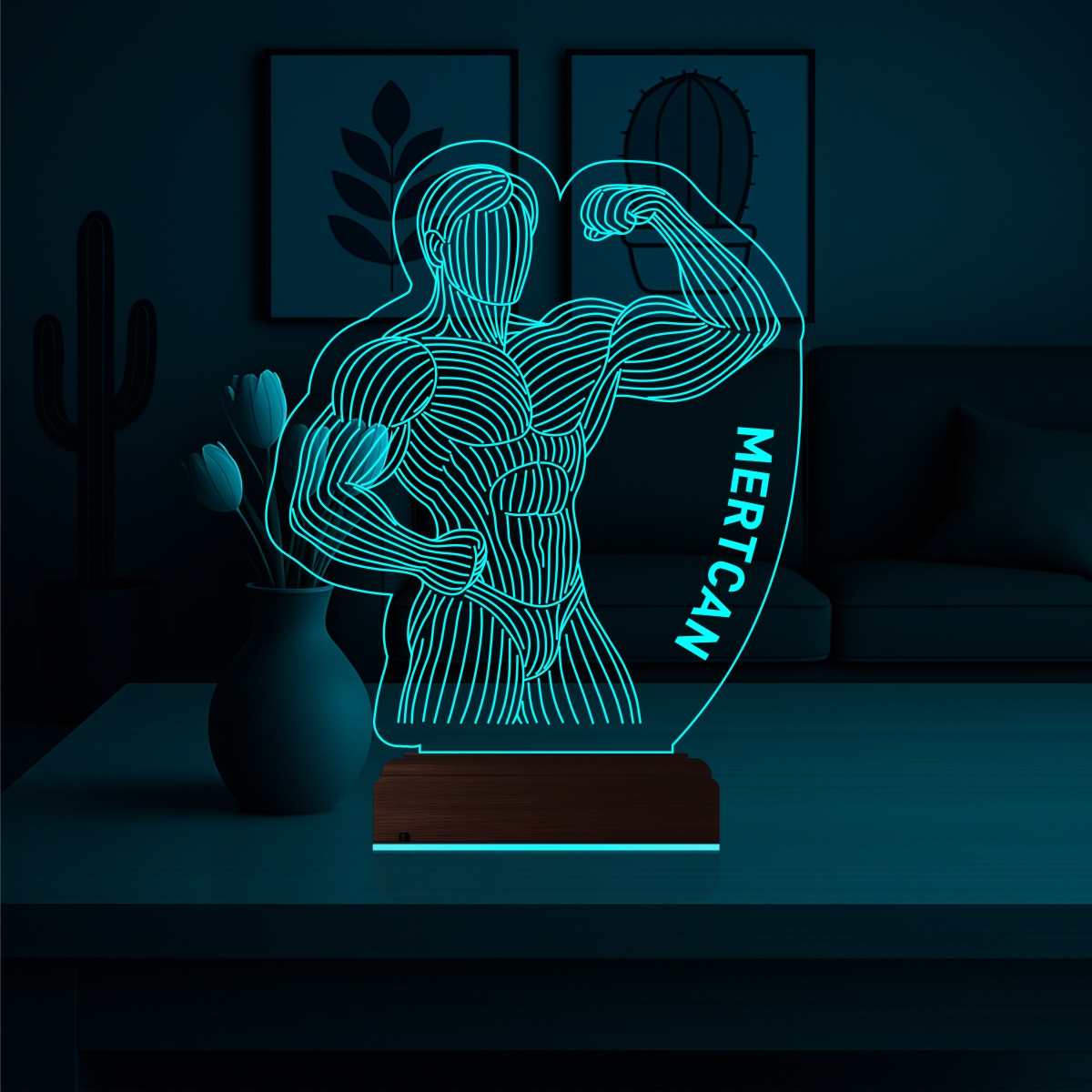 Бодибилдер — 3D LED Ночник | Именной подарок мужчине