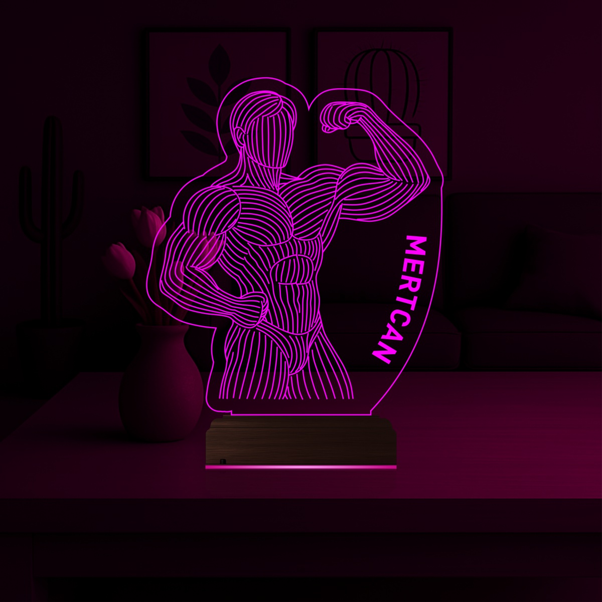 Именной подарок: 3d светильник "Бодибилдер" 3