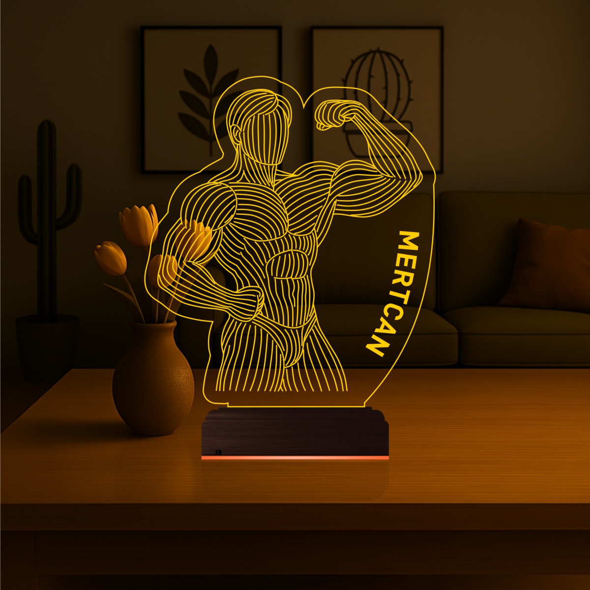 Именной подарок: 3d светильник "Бодибилдер" 6