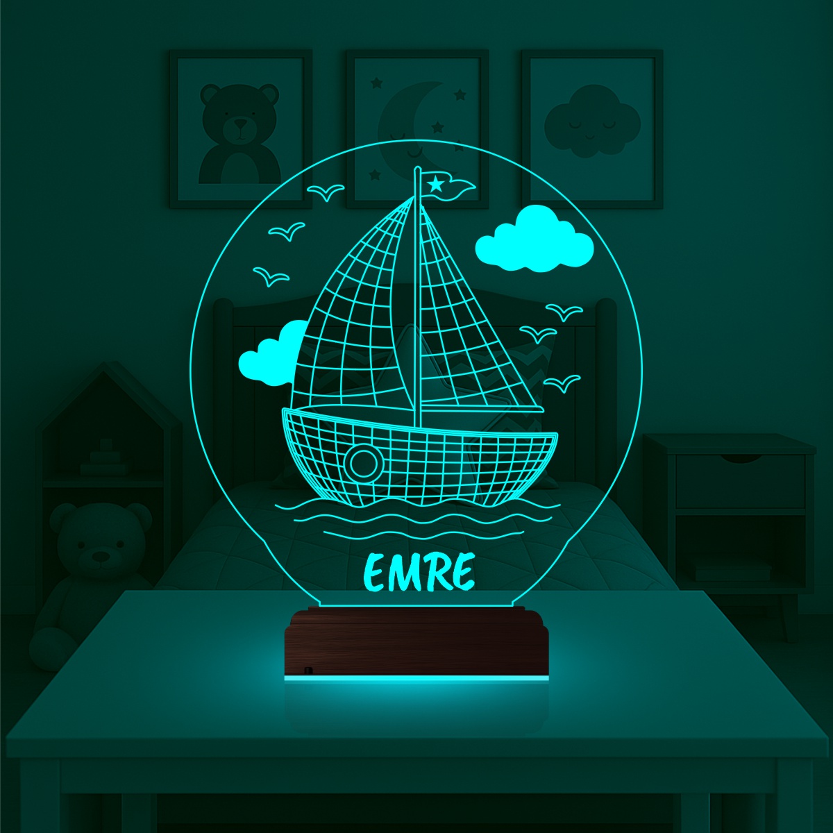 Корабль — 3D LED Ночник | Подарок ребёнку