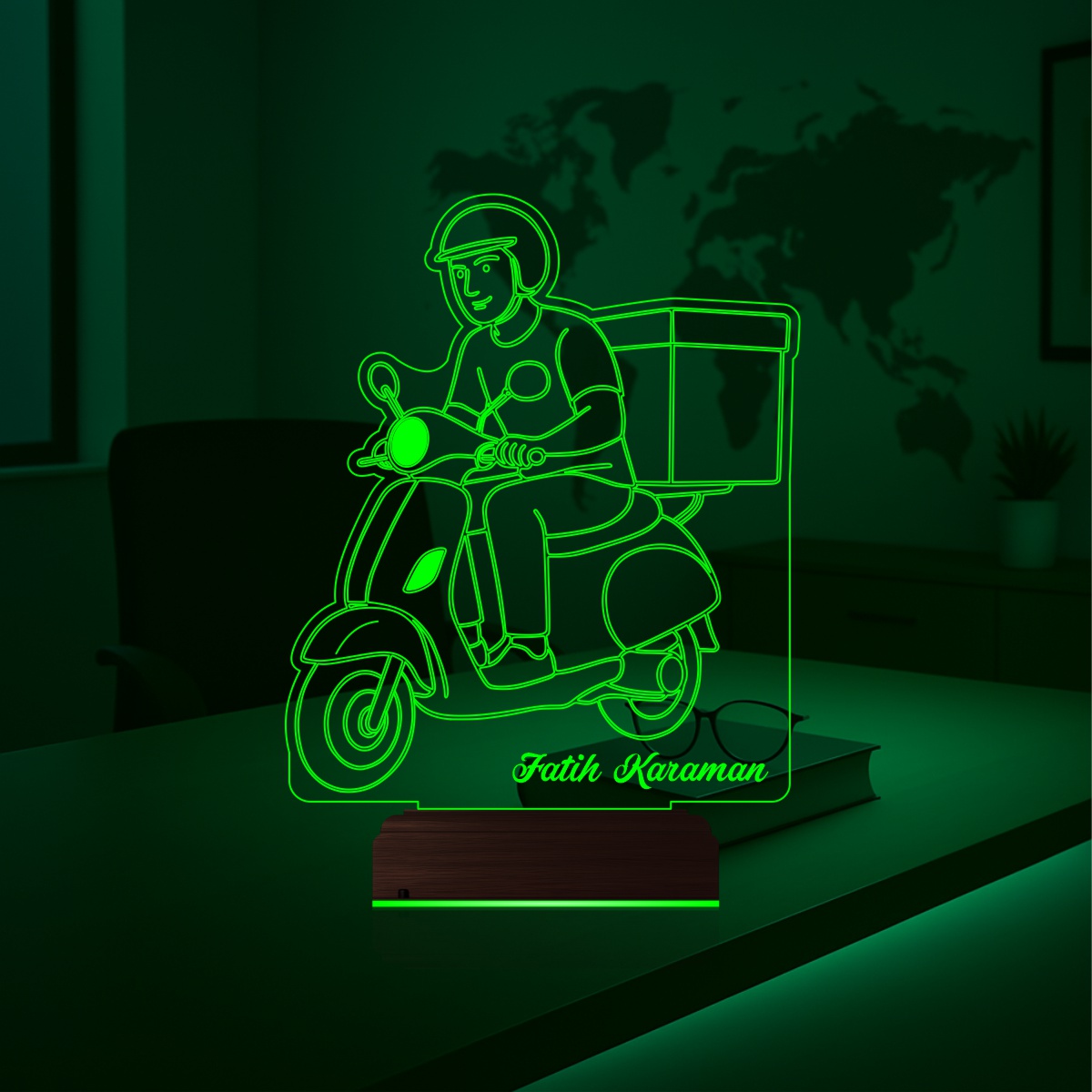 Именной подарок: 3d светильник "Мотокурьер" 4
