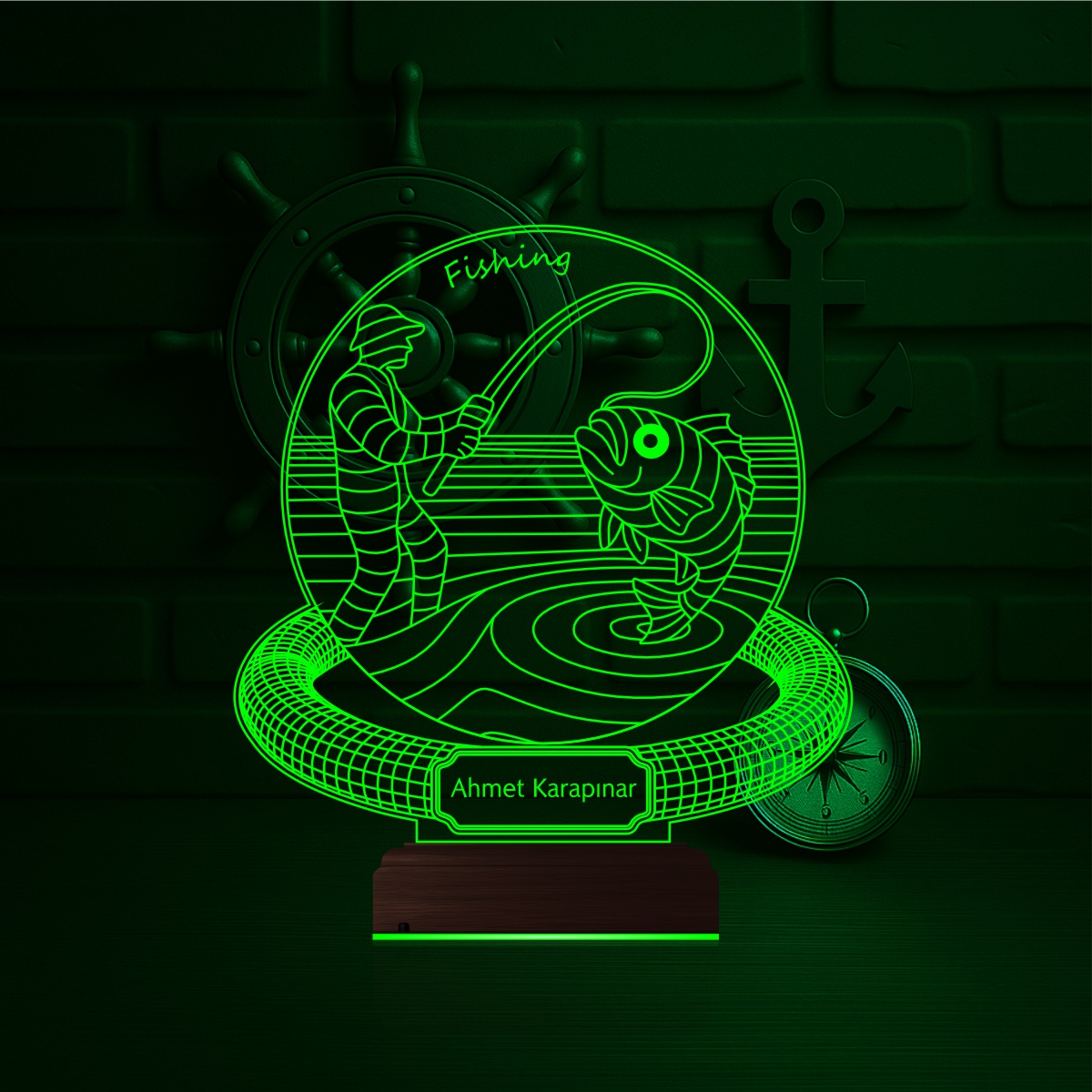 Именной подарок: 3d светильник "Удачная рыбалка" 4