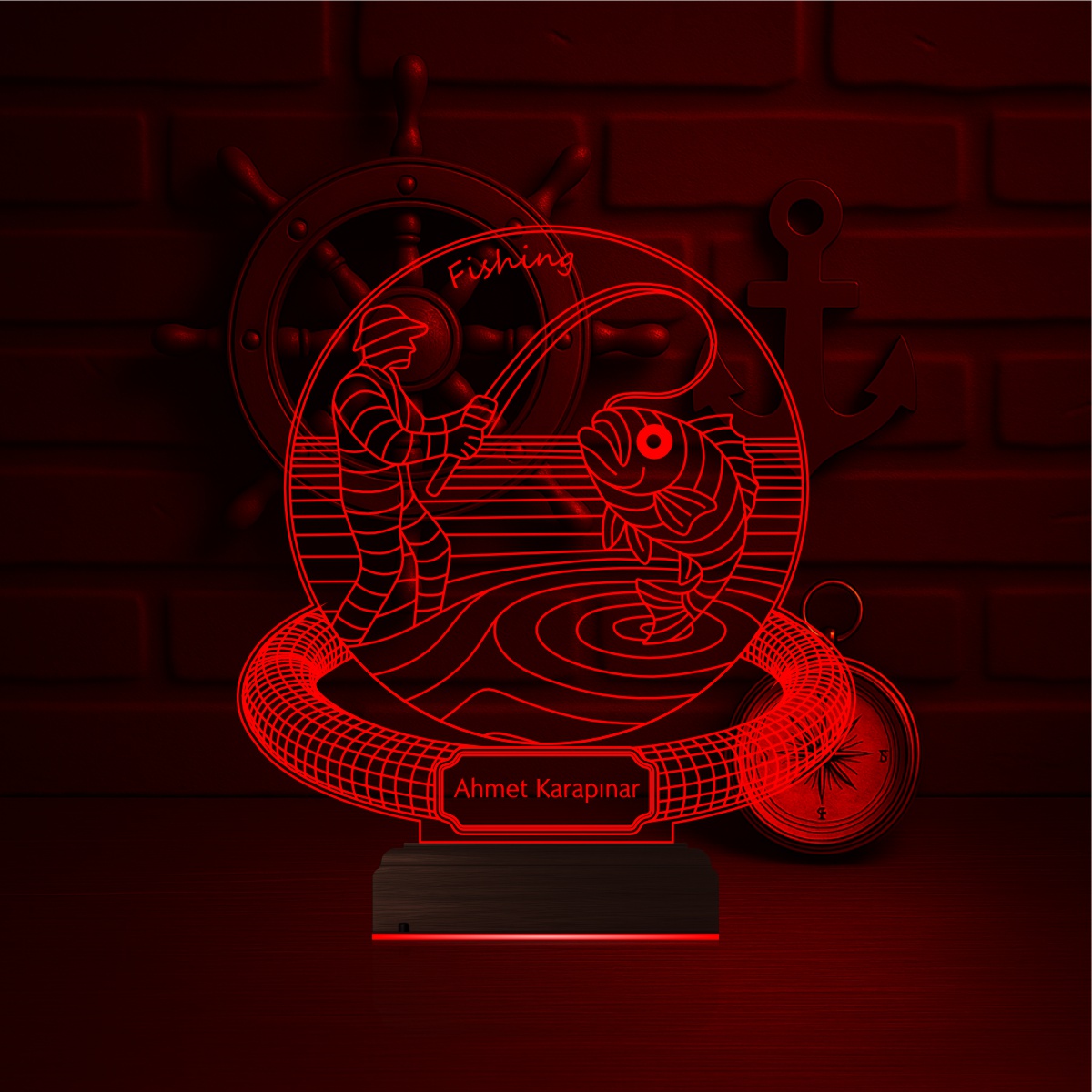 Именной подарок: 3d светильник "Удачная рыбалка" 6