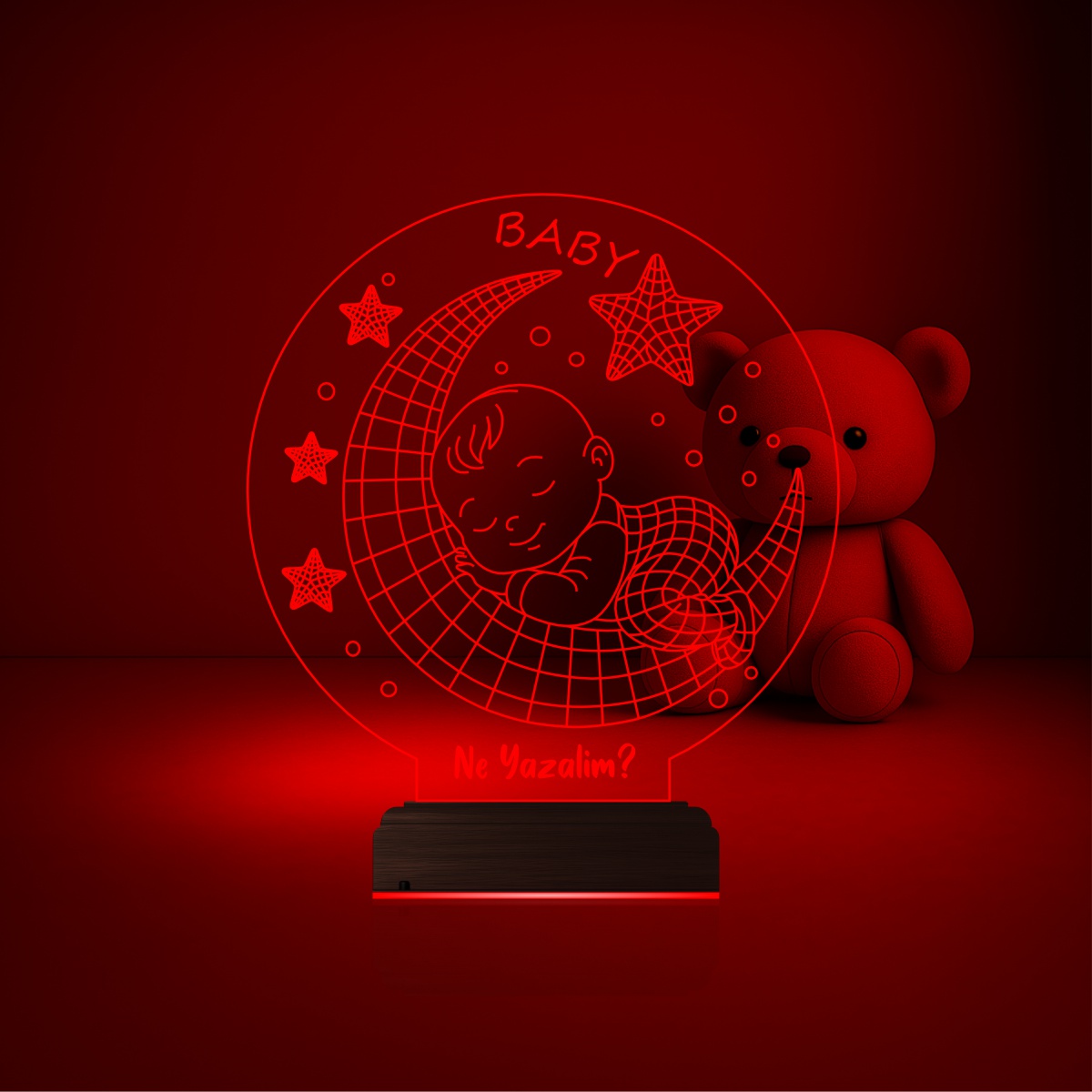 Именной подарок: малыш на луне со звездами 3D светильник-ночник 5