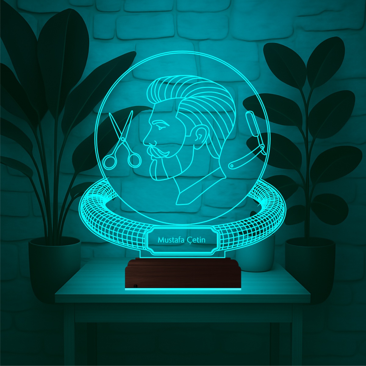 Именной подарок: 3d светильник парикмахер 2