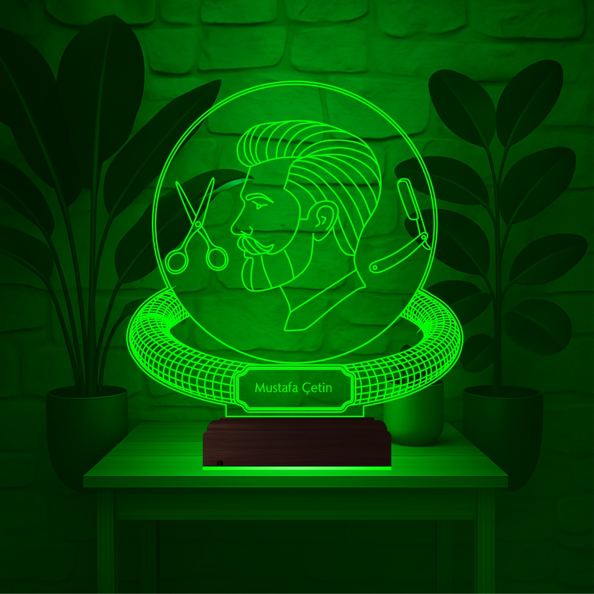 Именной подарок: 3d светильник парикмахер 4