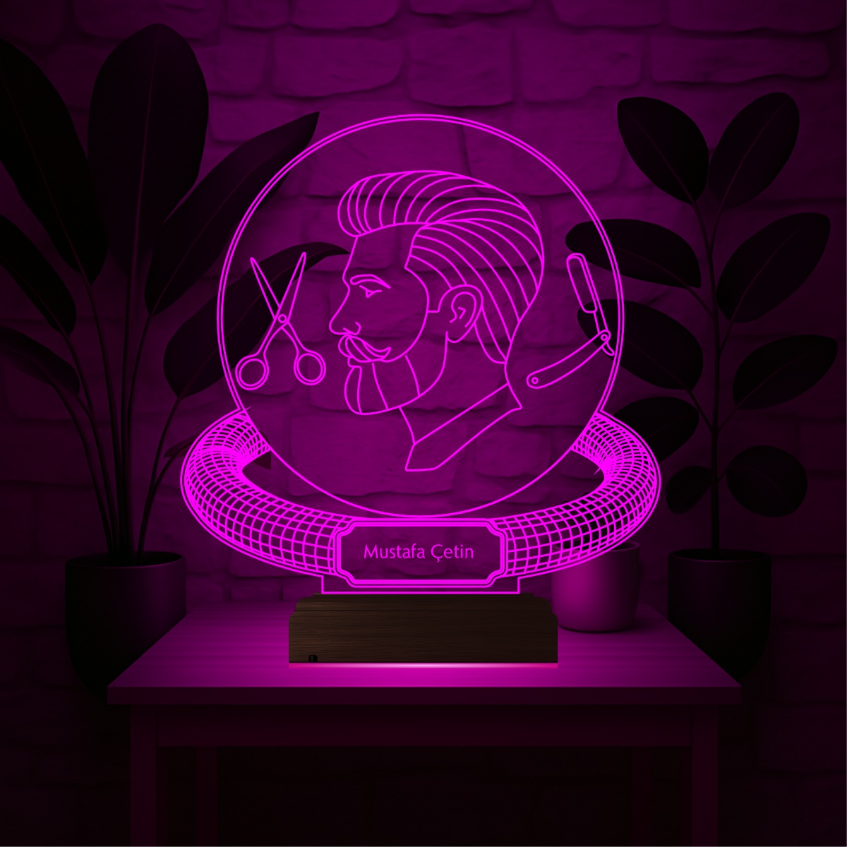 Именной подарок: 3d светильник парикмахер 3