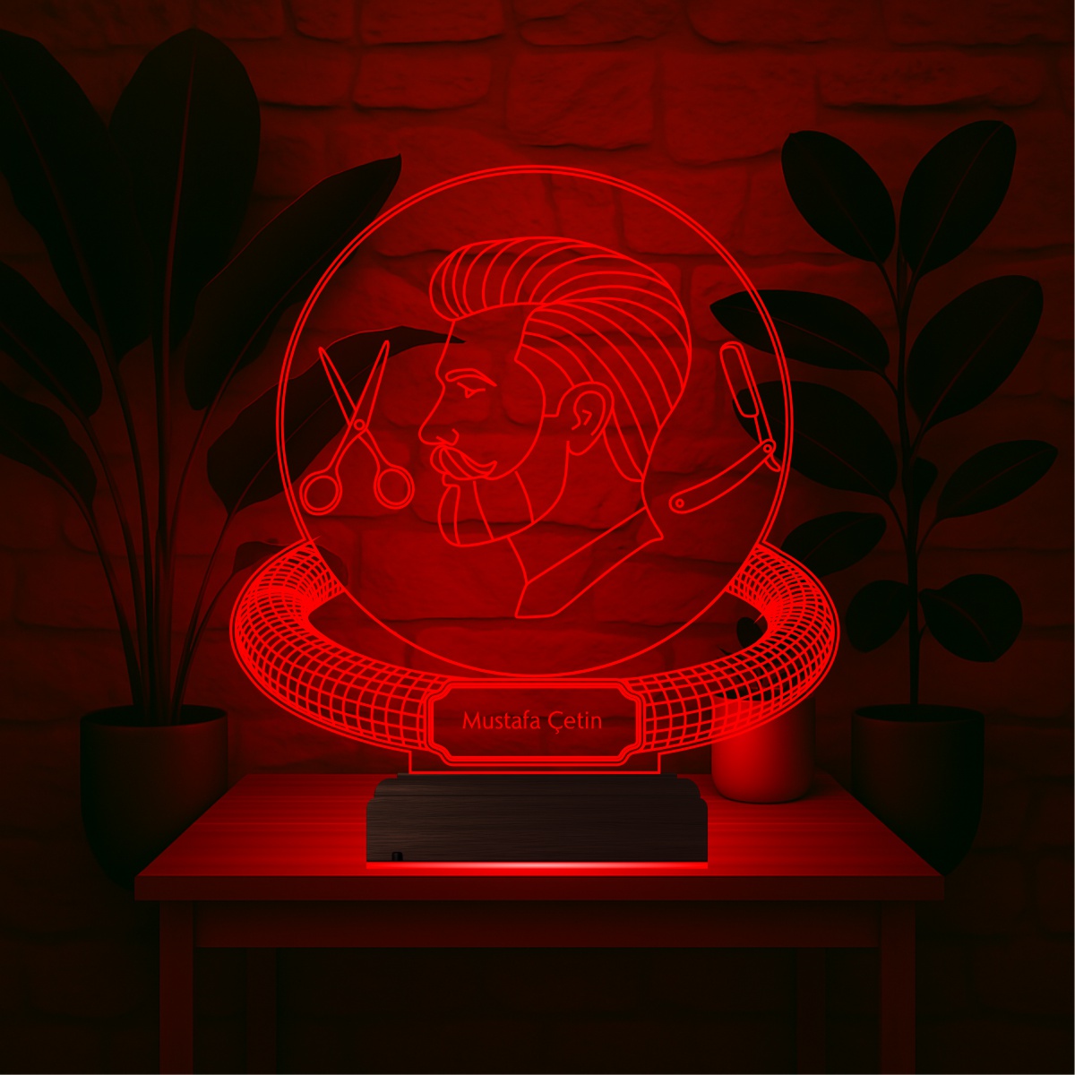 Именной подарок: 3d светильник парикмахер 5