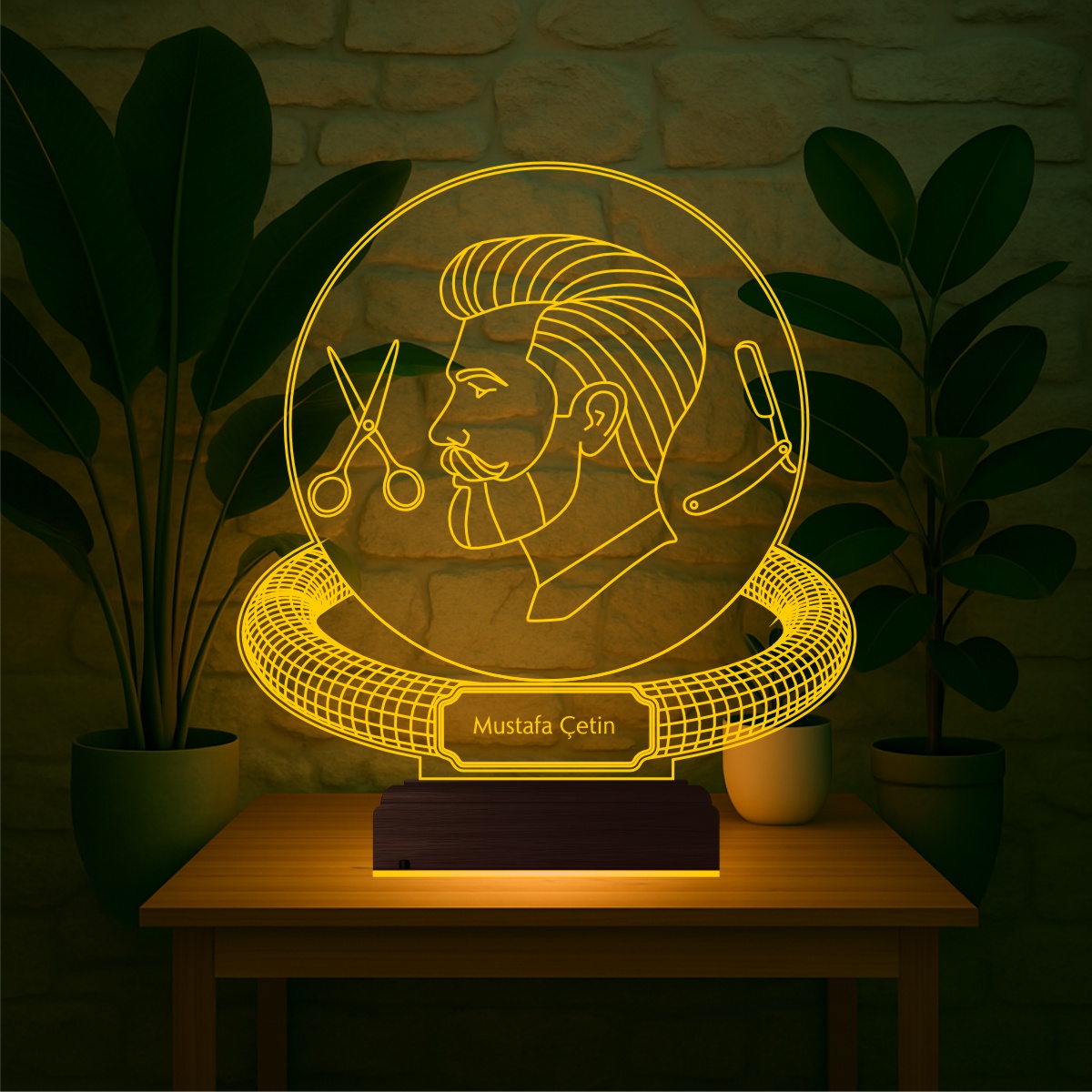 Именной подарок: 3d светильник парикмахер 6