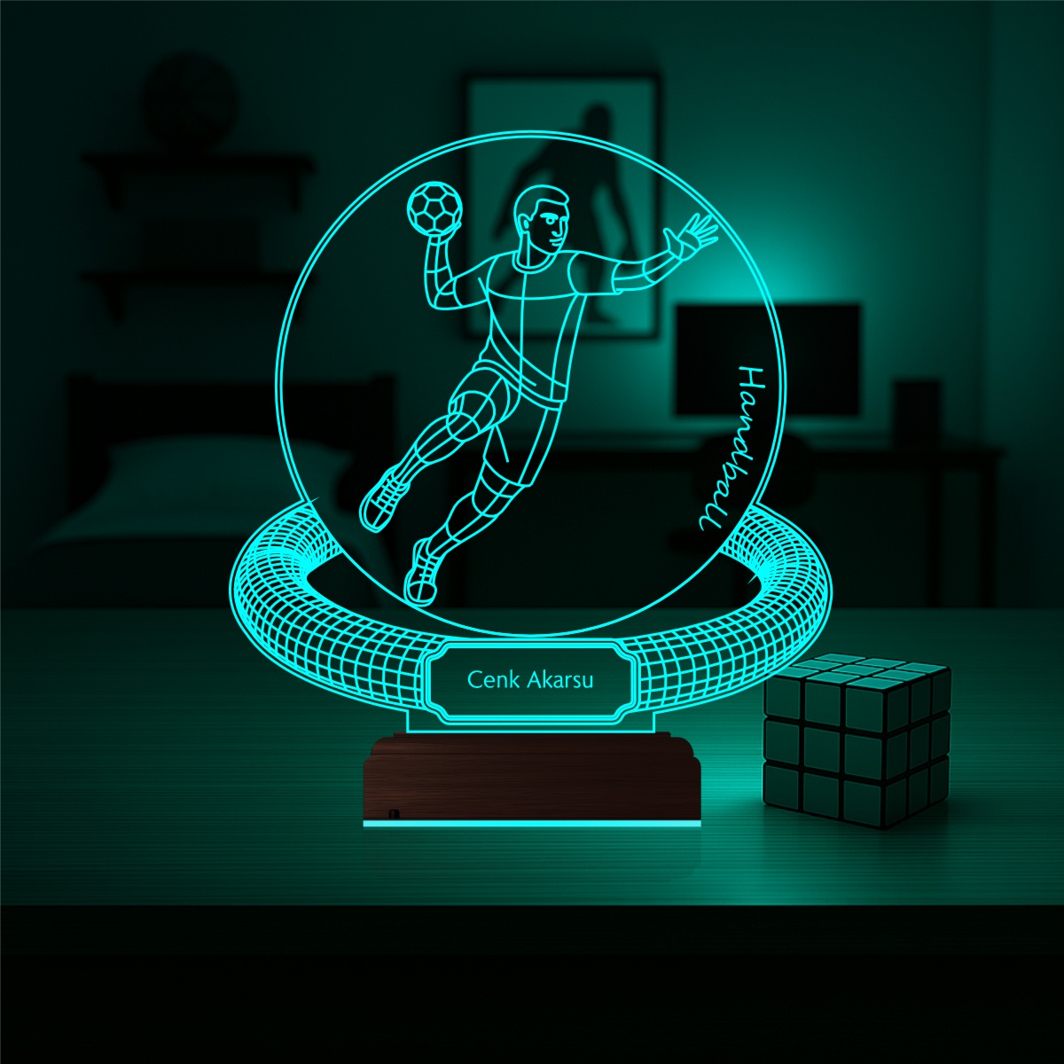 Именной подарок: 3d светильник гандболист 2