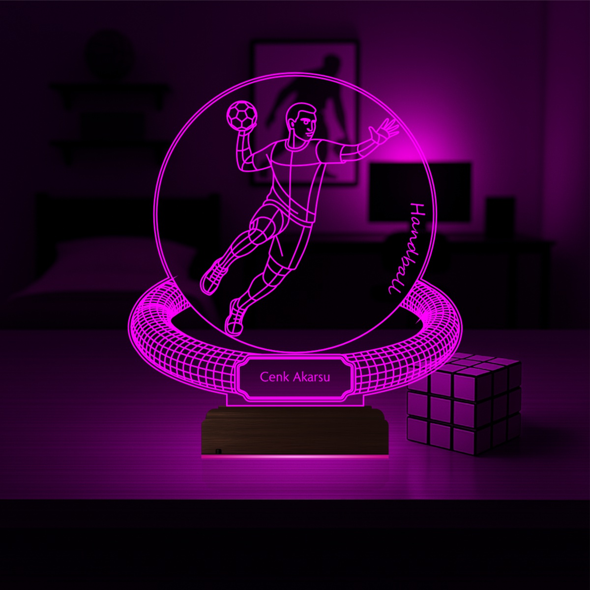 Именной подарок: 3d светильник гандболист 3