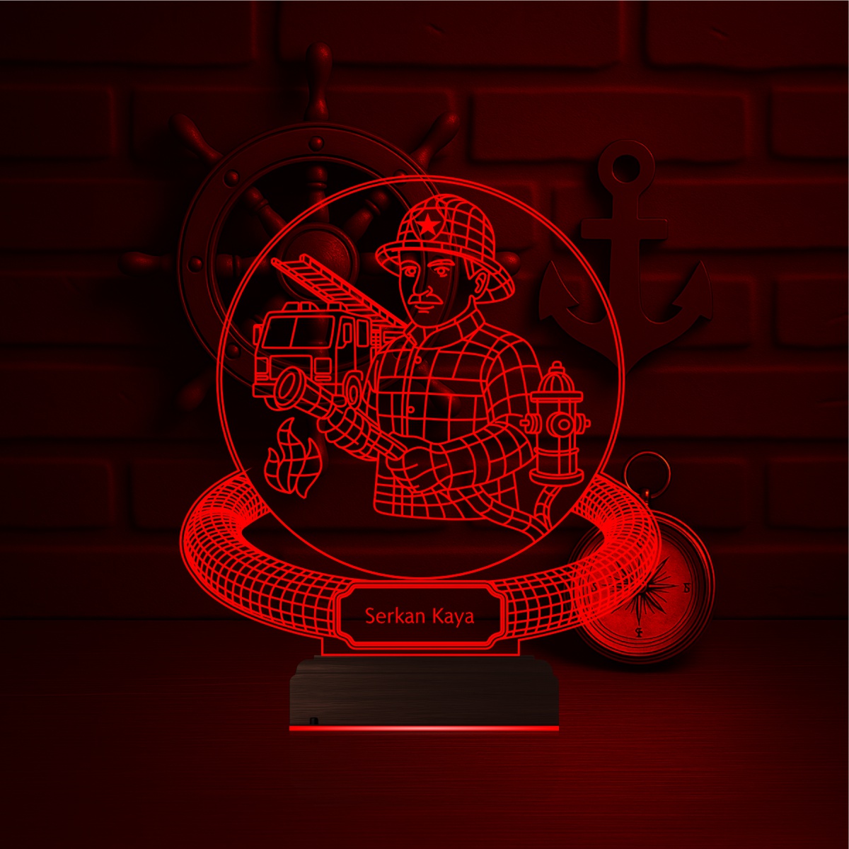 Именной подарок: 3d светильник пожарный 4