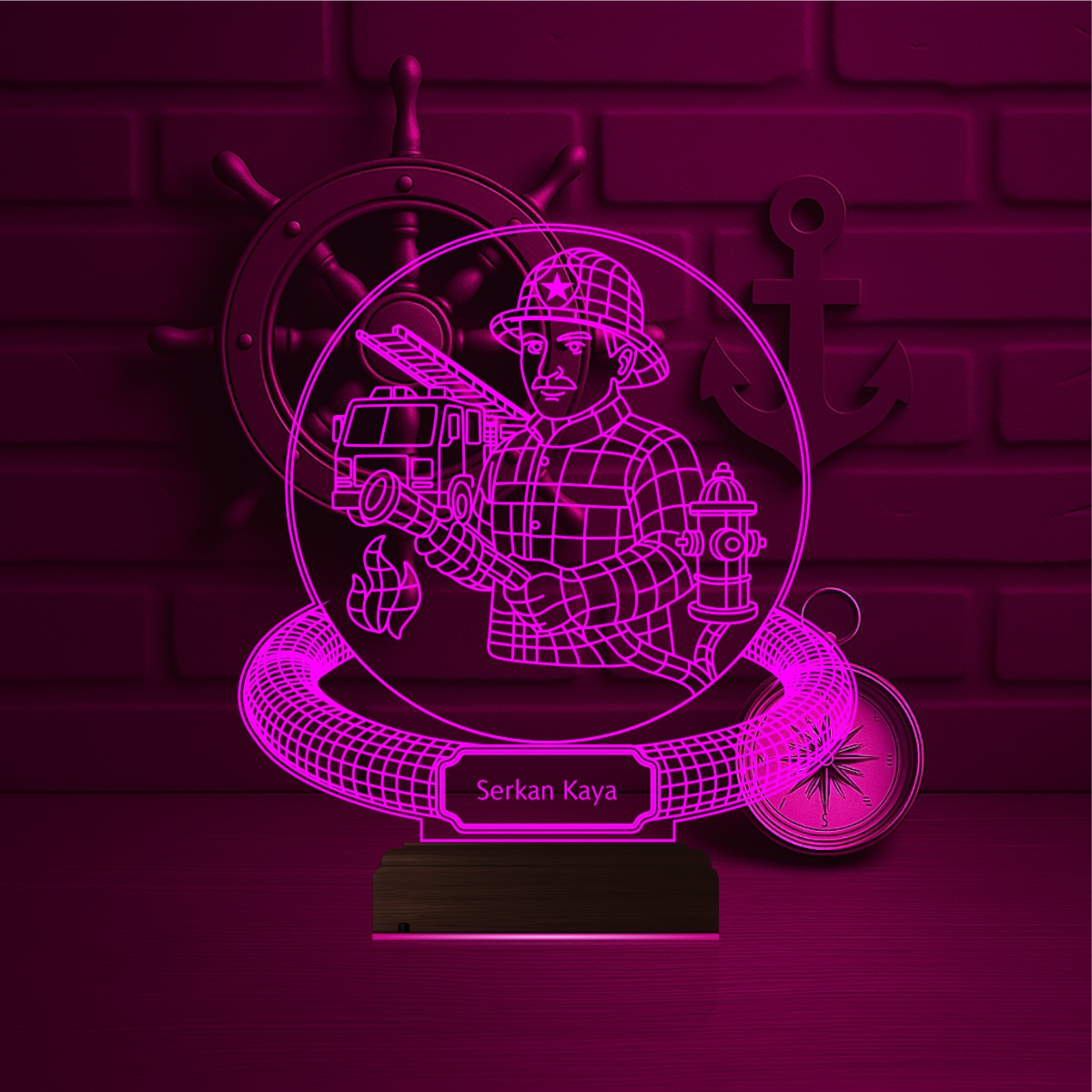 Именной подарок: 3d светильник пожарный 3