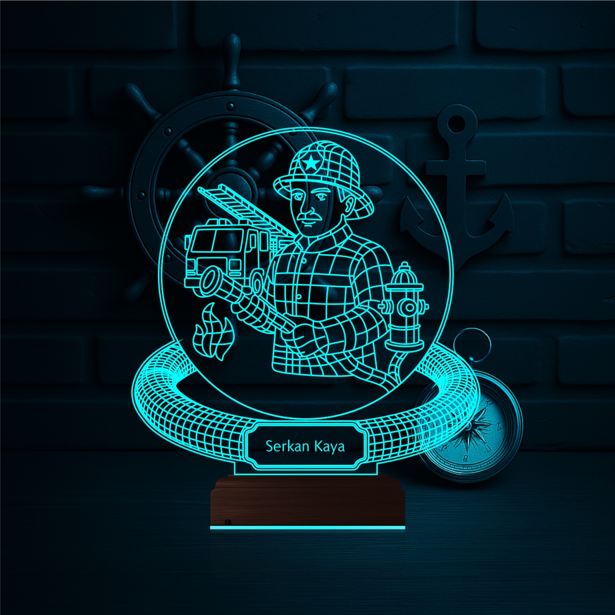 Именной подарок: 3d светильник пожарный 2