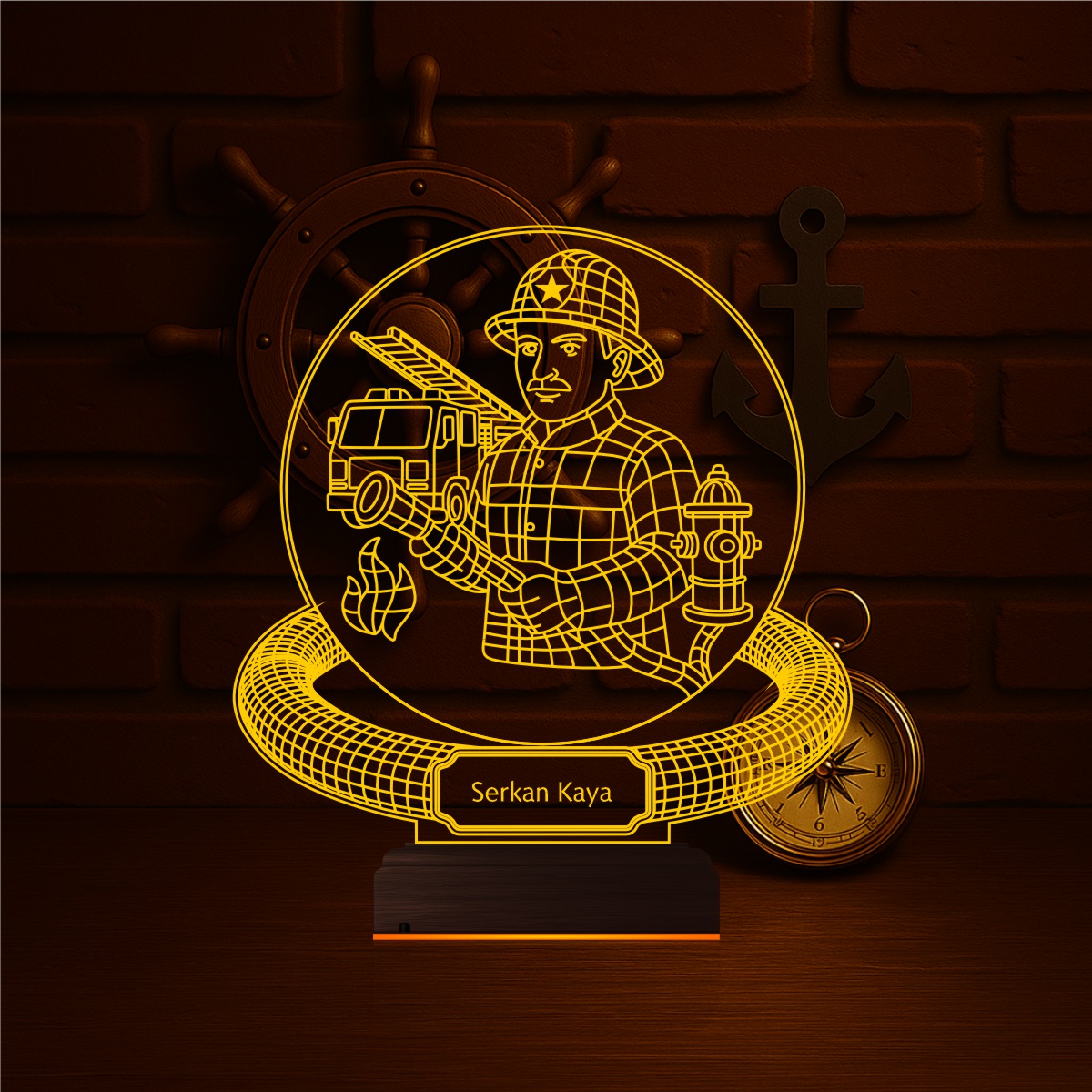 Именной подарок: 3d светильник пожарный 6