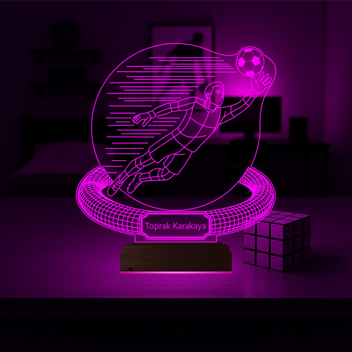 Именной подарок: 3d светильник футбольный вратарь 3