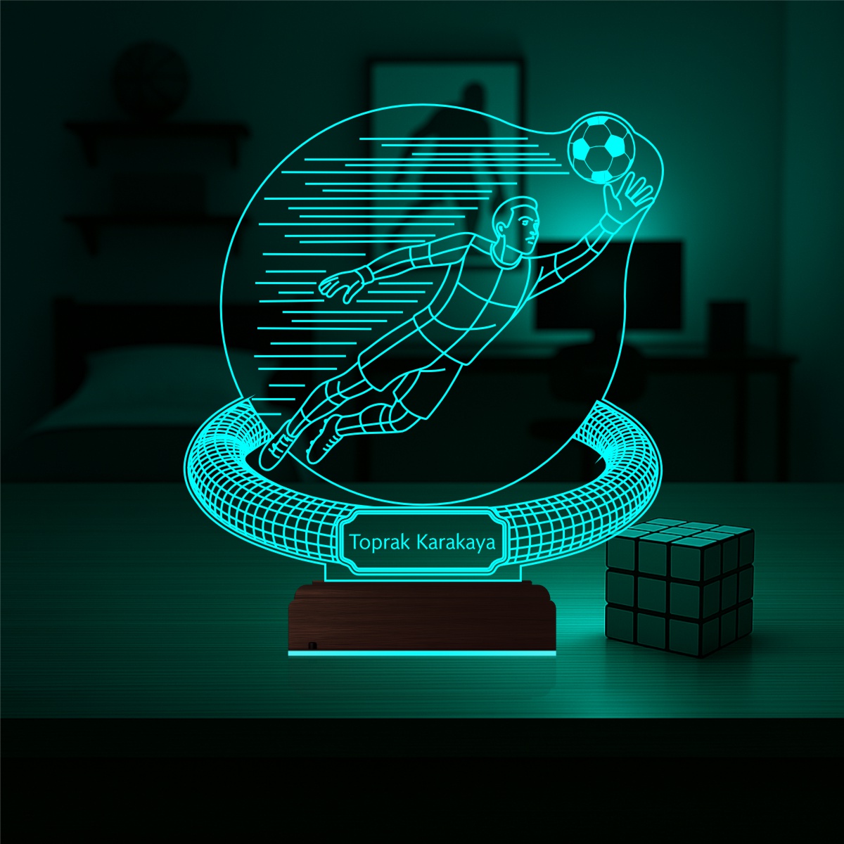 Именной подарок: 3d светильник футбольный вратарь 2