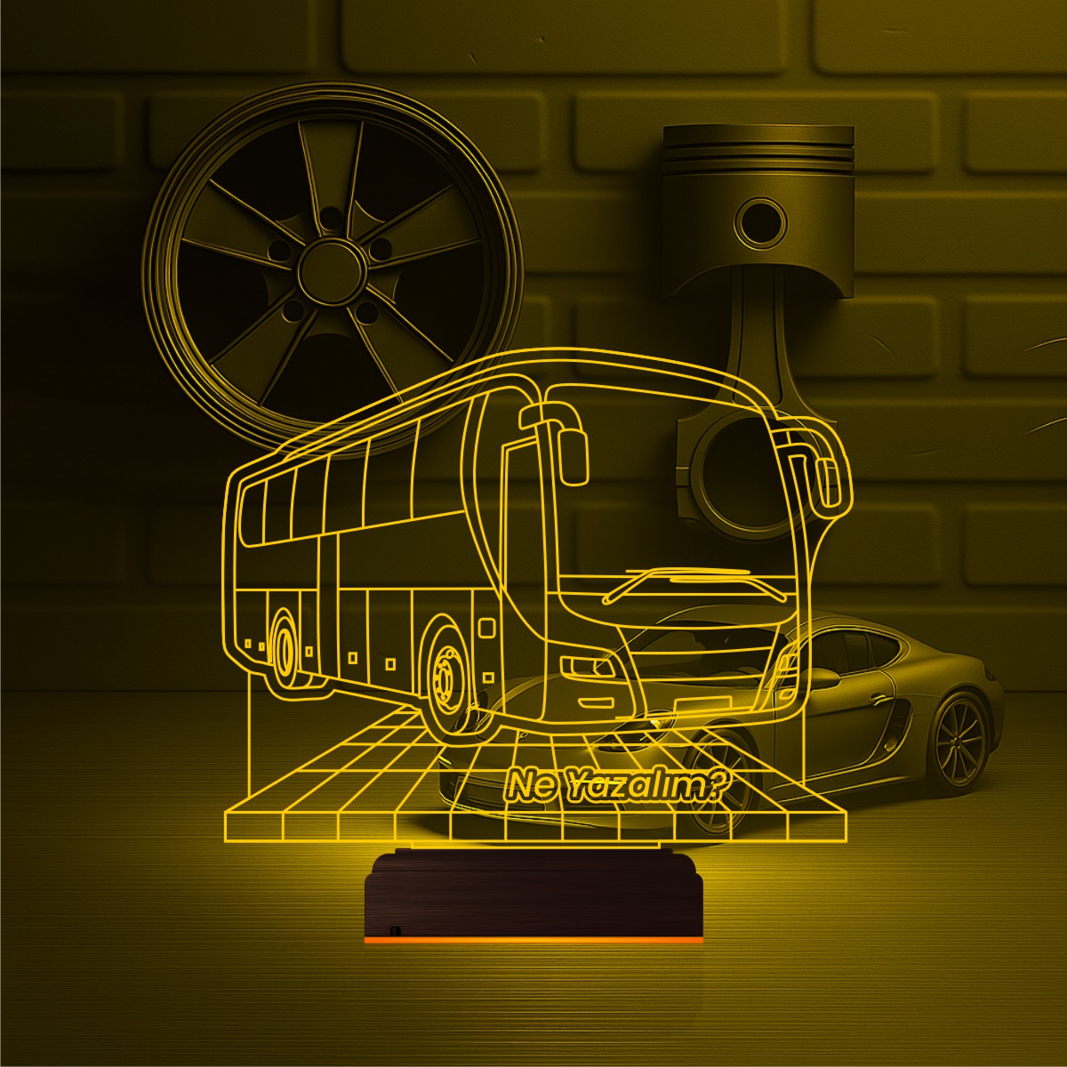 Именной подарок: 3d светильник автобус 4