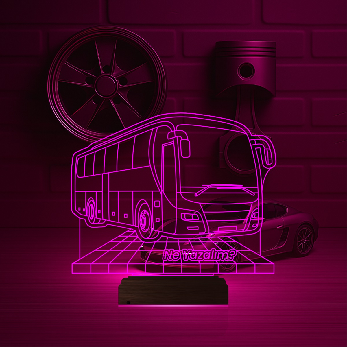 Именной подарок: 3d светильник автобус 3