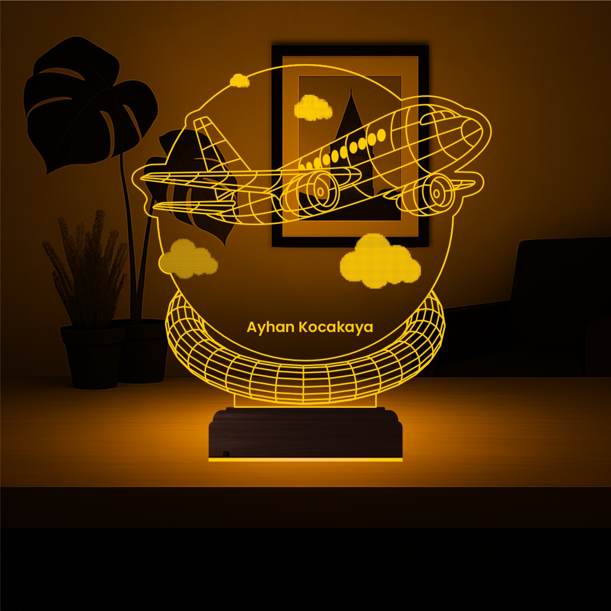 Именной подарок: 3d светильник самолет 4
