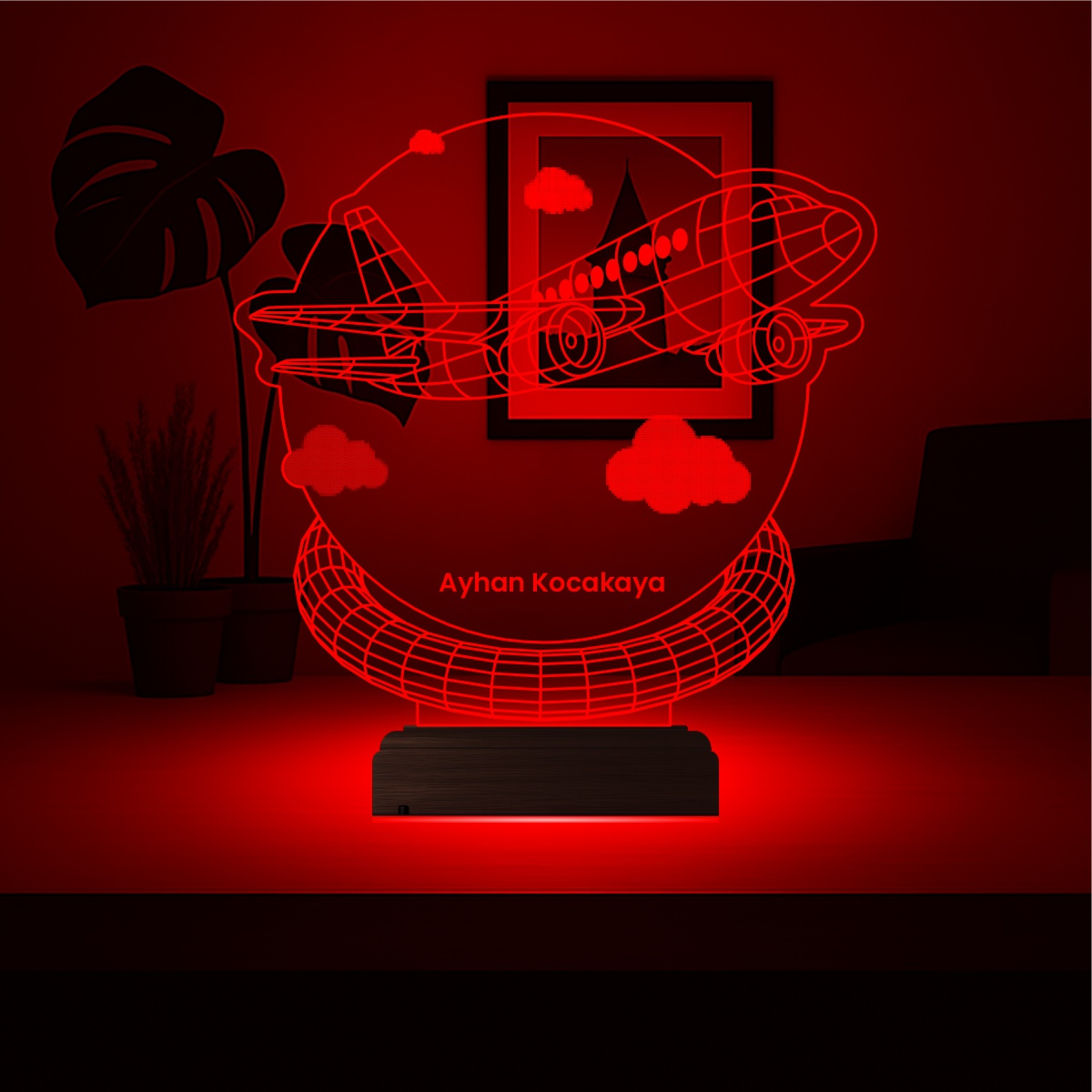 Именной подарок: 3d светильник самолет 5