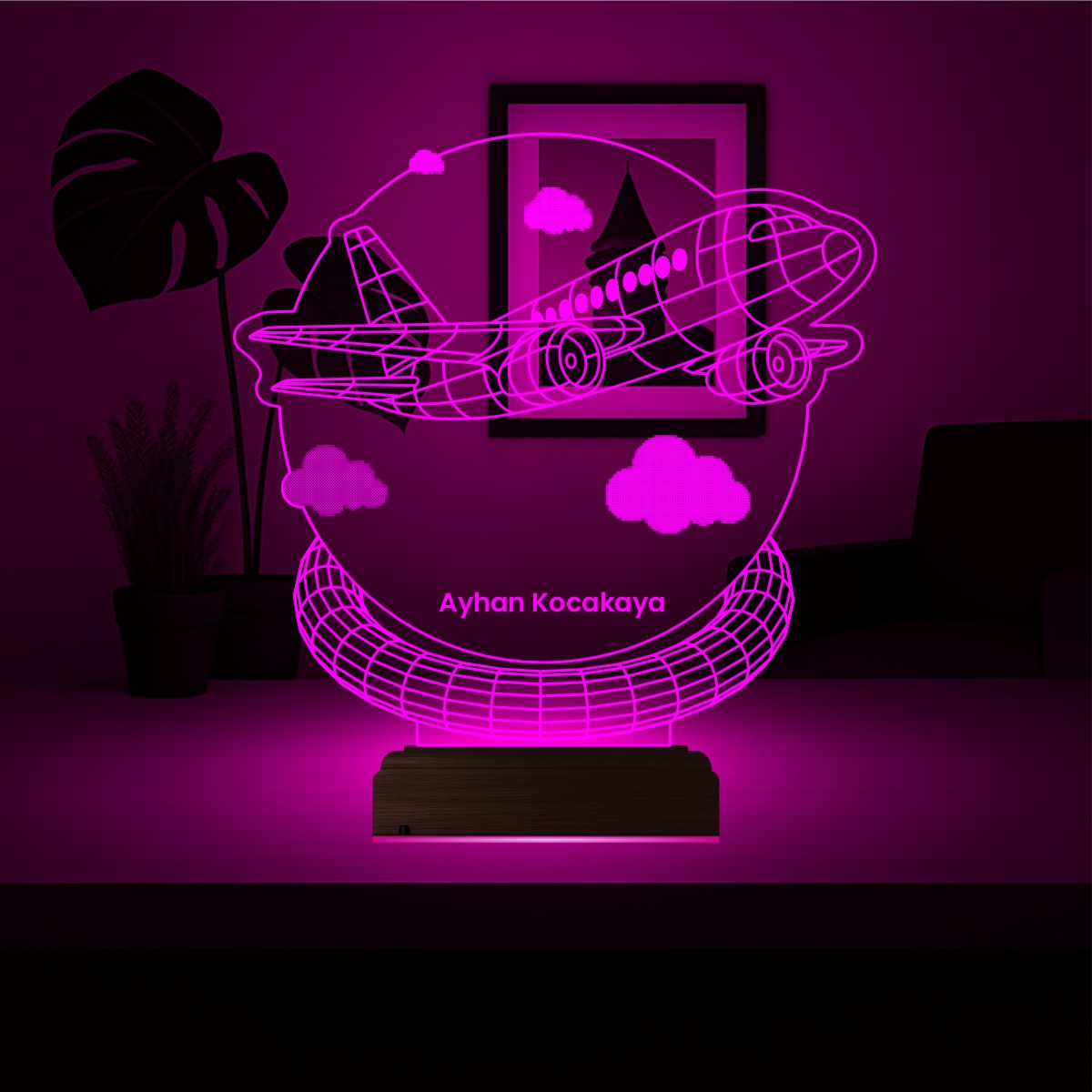 Именной подарок: 3d светильник самолет 3